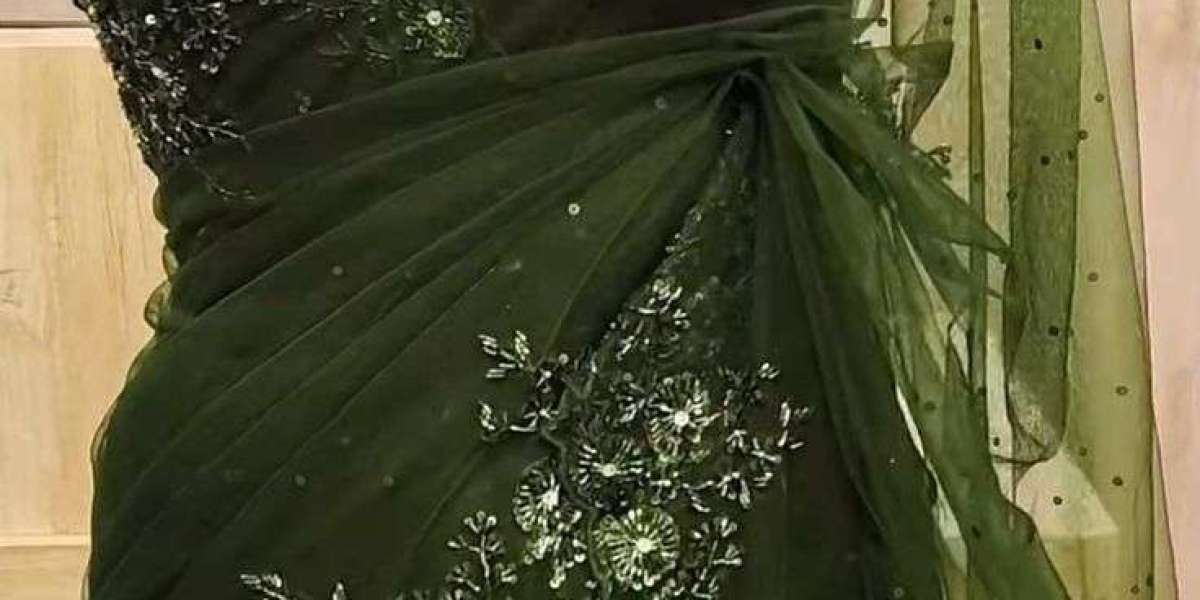 Green Net Saree: Graceful Glamour and Modern Elegance with Gulbhahar